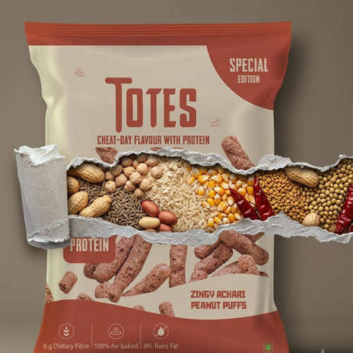 Totes Zingy Achari Peanut Puffs (70g) – High Protein & 100% Baked
