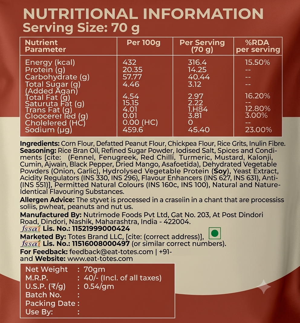 Totes Zingy Achari Peanut Puffs (70g) – High Protein & 100% Baked